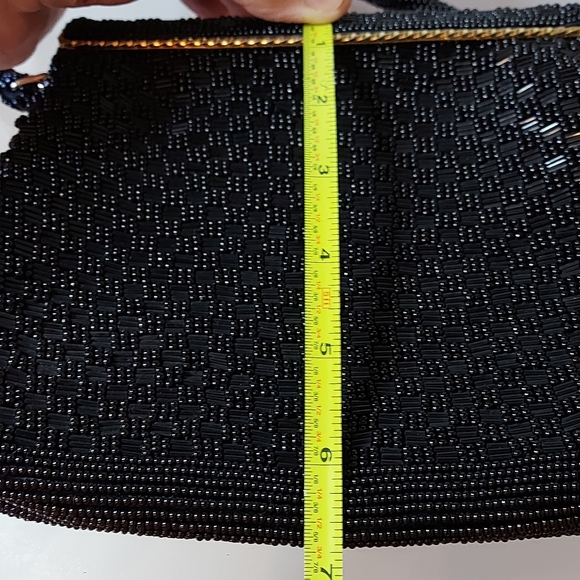 Beaded Evening Bag, Vintage 50's, Black Micro Beaded Purse - Picture 7 of 9